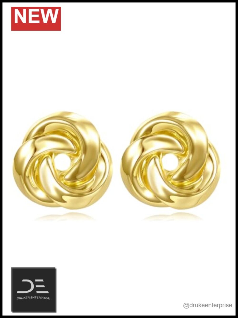 14K Gold Love Knot Stud Earrings Butterfly Back Women Jewelry Gift